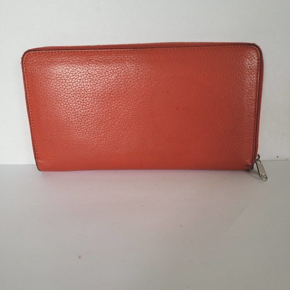 Celine Wallet Leather Solid Red Card Bill Holder Large Zip Around Multifunction - Picture 2 of 12